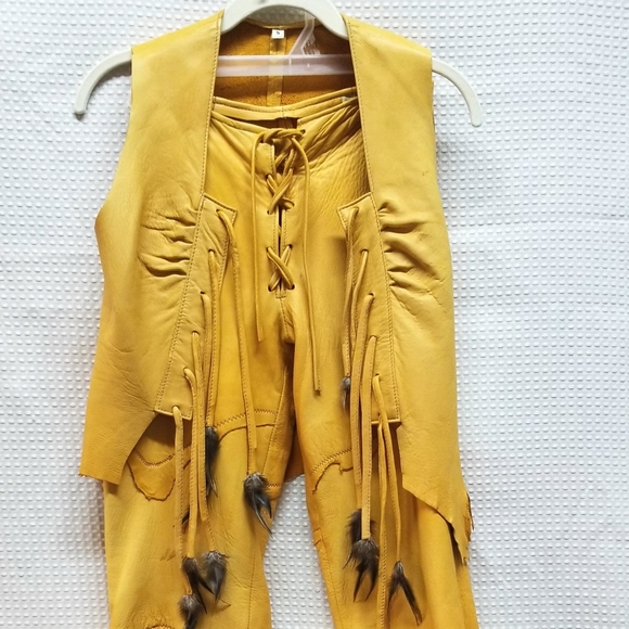 Garma's Other - Vintage Native Authentic Buckskin Leather PantVest